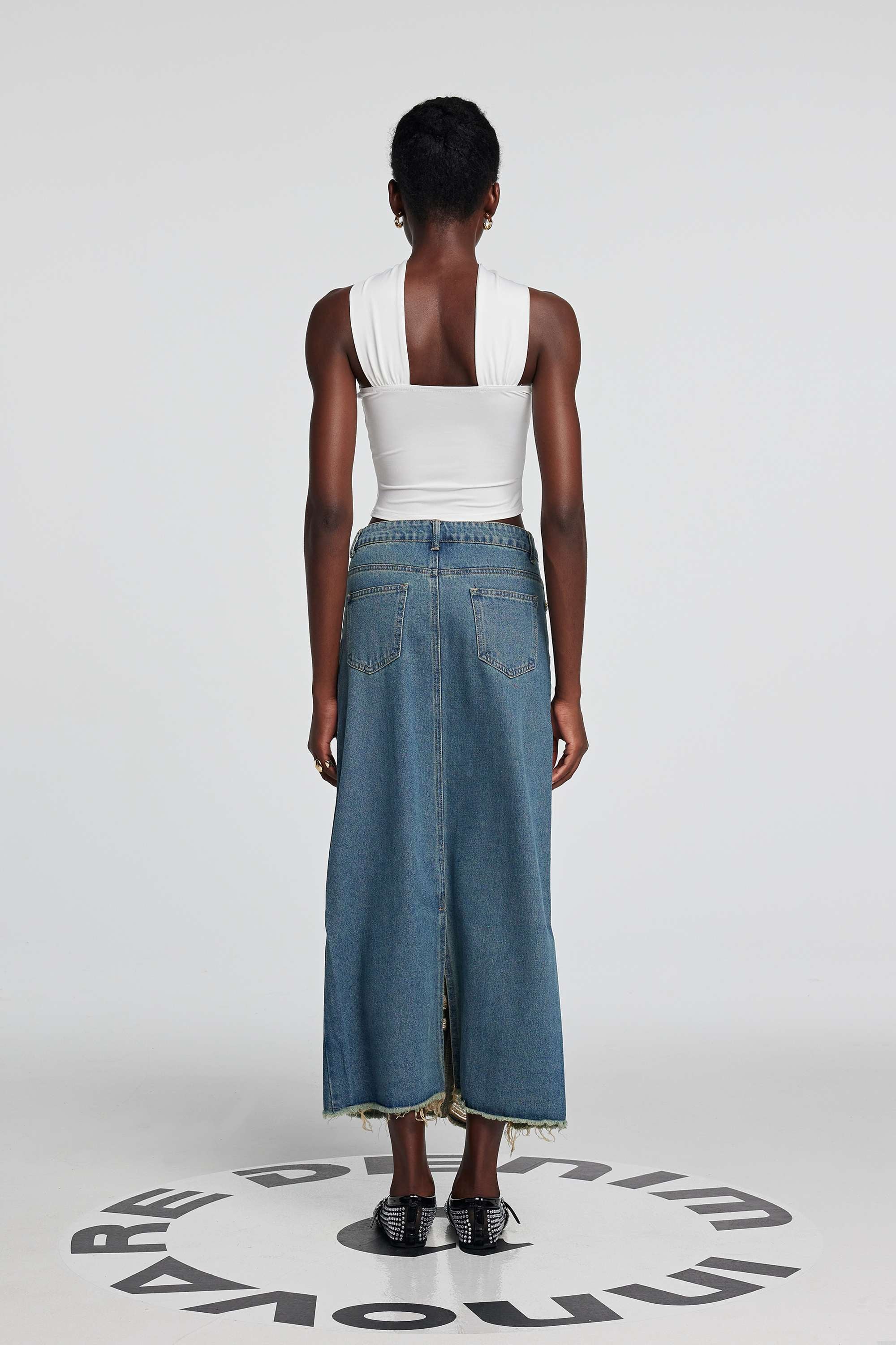 Sharon Torn Denim Skirt