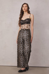 Shivansh Spitzen-Spaghetti-Top mit Leopardenmuster