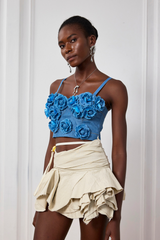 Figurbetontes Spaghetti-Top Soleil Flower