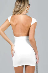 Solid Backless Pack Hip Mini Dresses