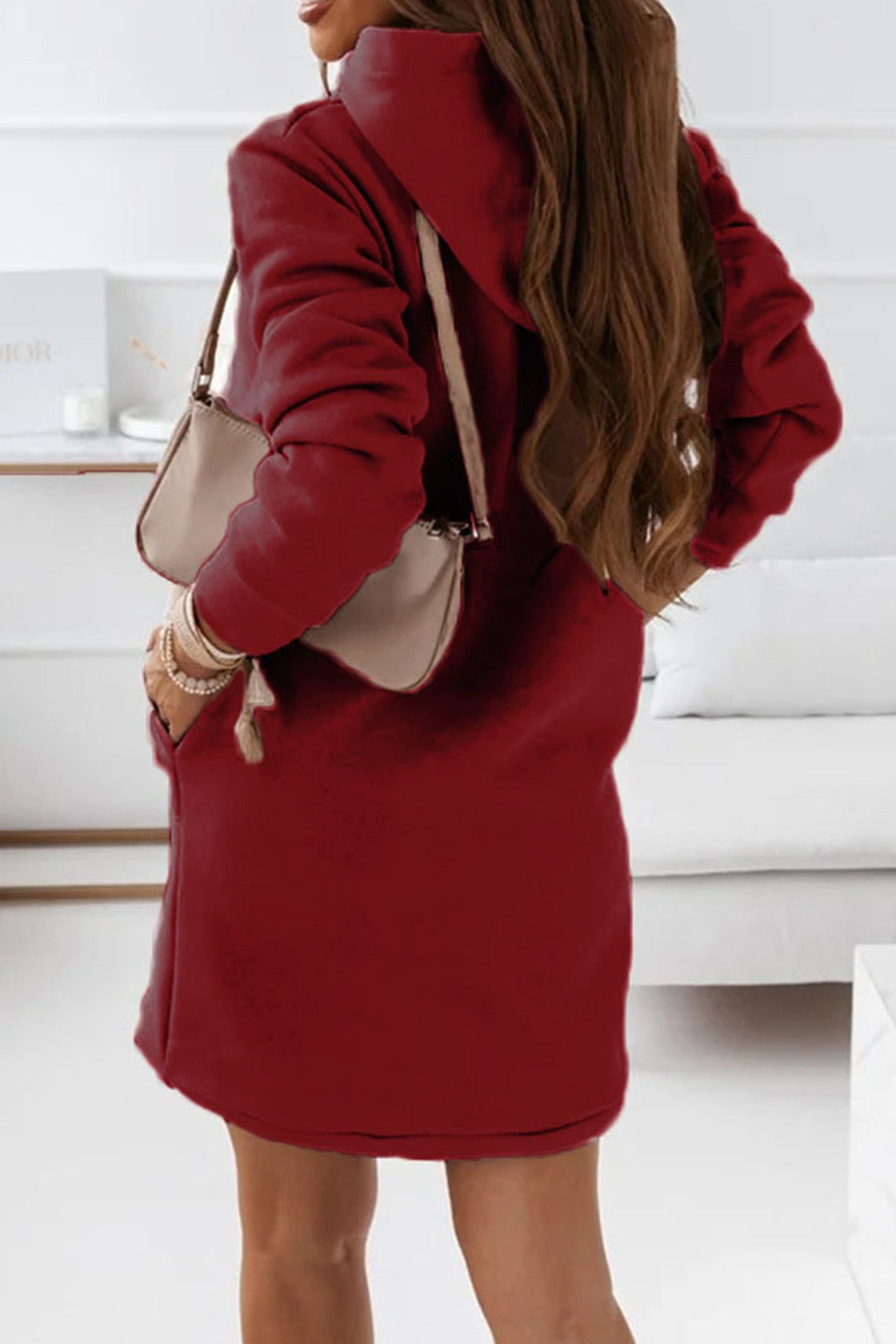 Solid Hooded Mini Dress