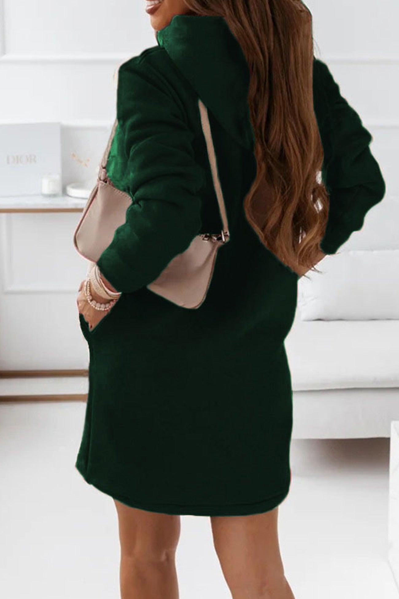 Solid Hooded Mini Dress