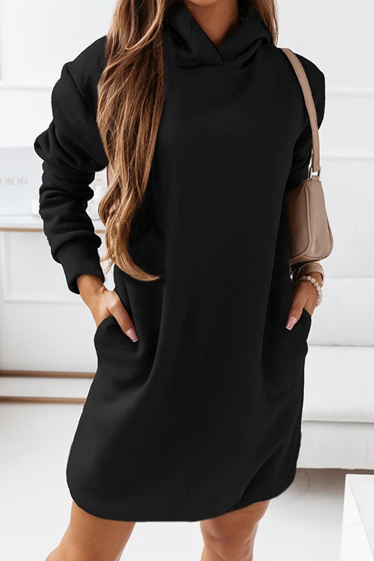 Solid Hooded Mini Dress