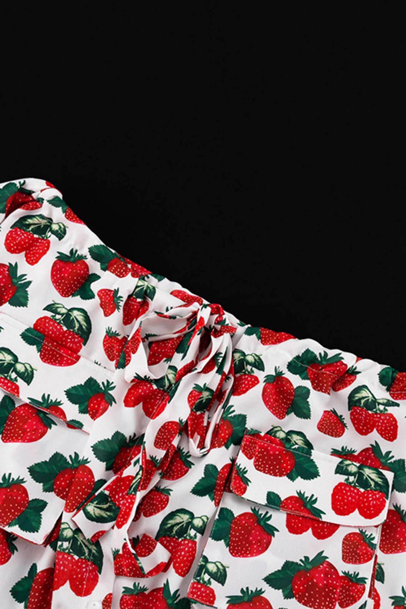 Strawberry Print Drop Shoulder Waisted Dress