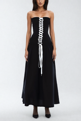 Tamara Lace Up Strapless Maxi Dress