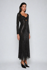 Tate Rhinestone Mesh Maxi Dress