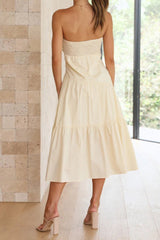 Twisted Front Tiered Strapless Dress