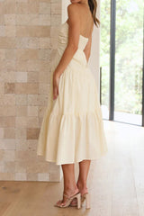 Twisted Front Tiered Strapless Dress