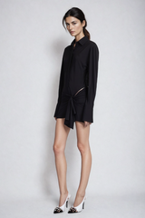 Vaughn – Tief ausgeschnittenes Minikleid mit Rüschen und Cut-outs in Schwarz