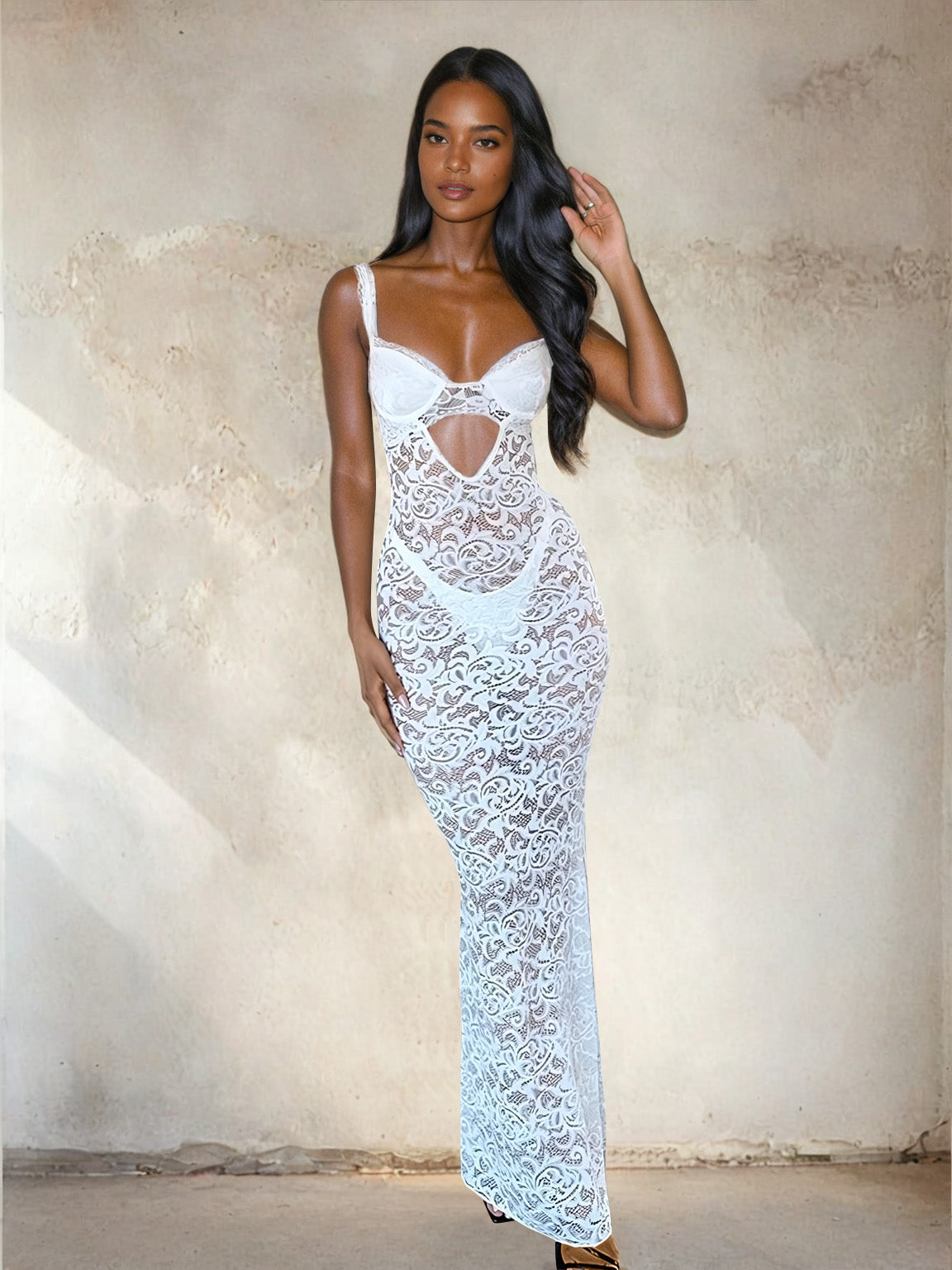 Weißes Spitzenkleid 