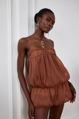 Whitney – Ärmelloses Minikleid aus Netzstoff mit Rüschen