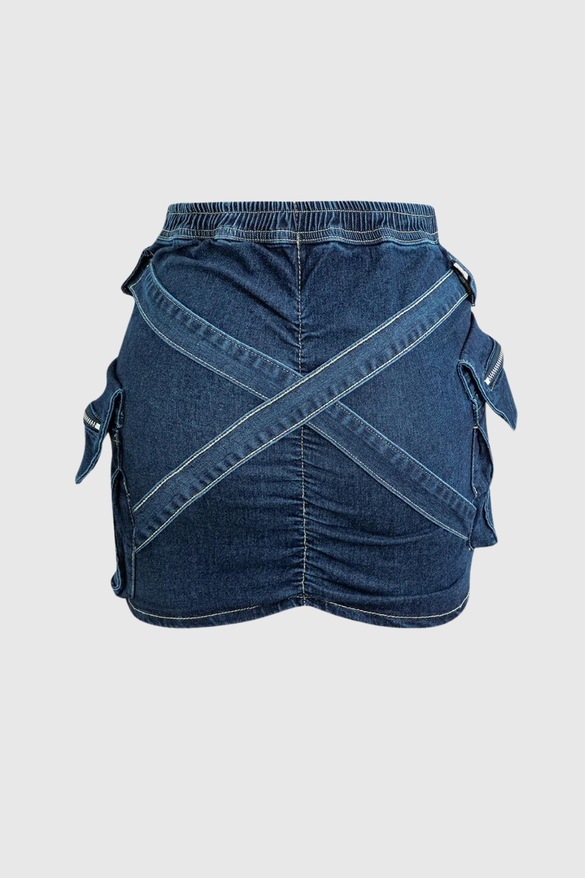 Wynter Cross Denim Cargo Mini Skirt In Deep Blue