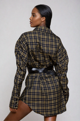 Yamini – Hemd-Minikleid mit Gitterschnalle
