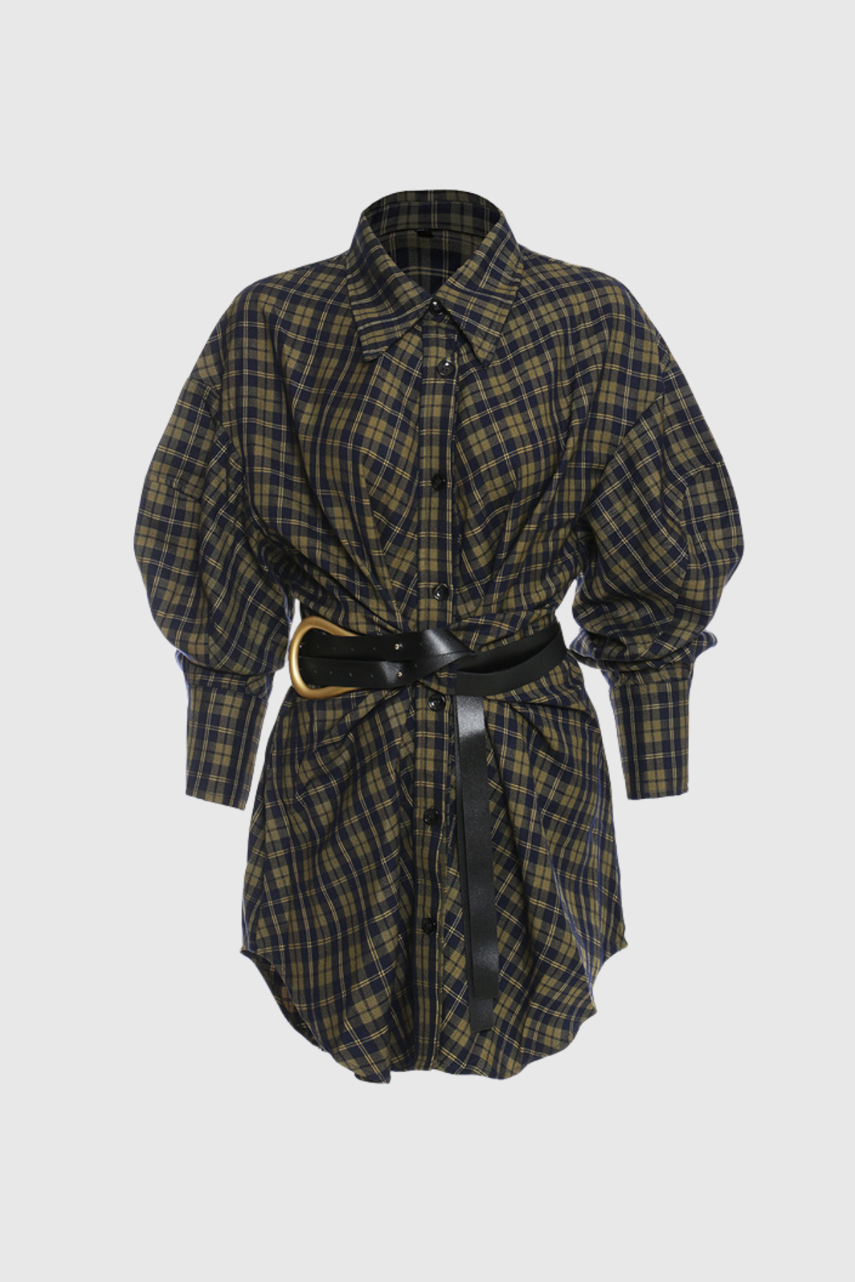 Yamini – Hemd-Minikleid mit Gitterschnalle