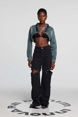 Zaria Button Jeans In Black