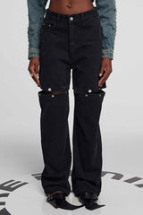 Zaria Button Jeans In Black