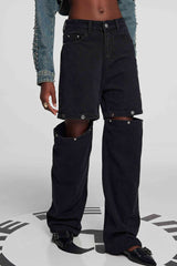 Zaria Button Jeans In Black