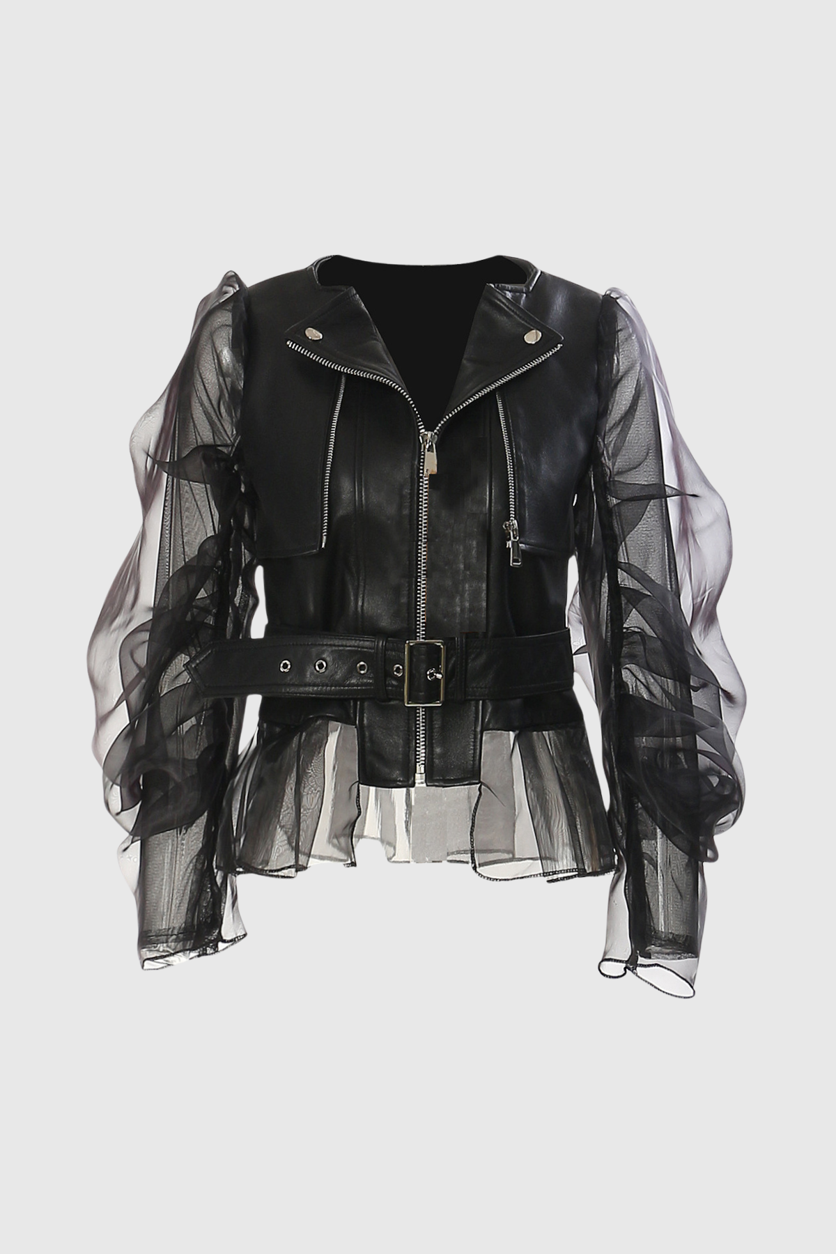 Ziya Mesh Deconstruct Buckle Leather Jacket