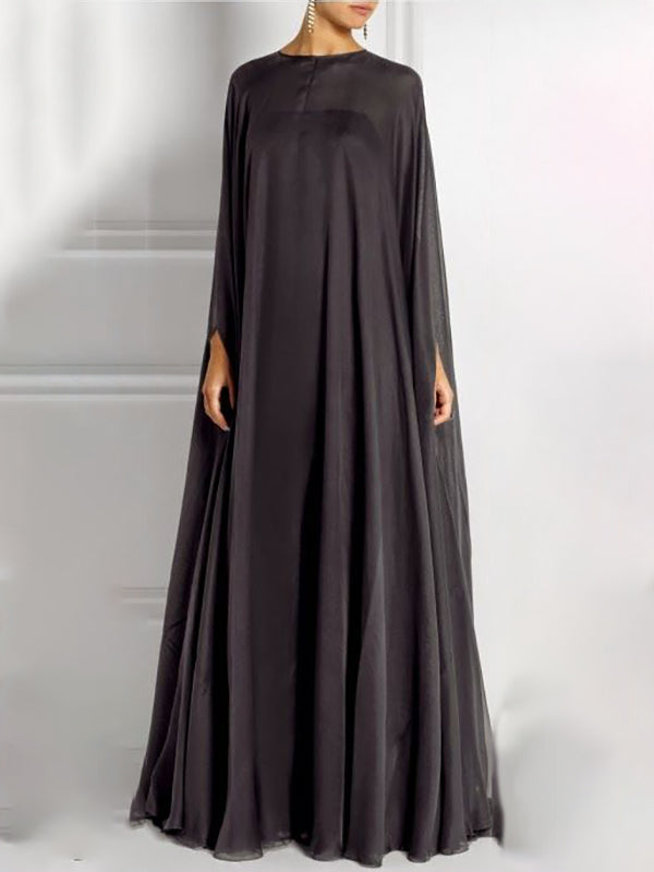 Einfaches zweiteiliges klassisches Unterkleid + durchsichtiges Maxikleid mit Umhang außen 