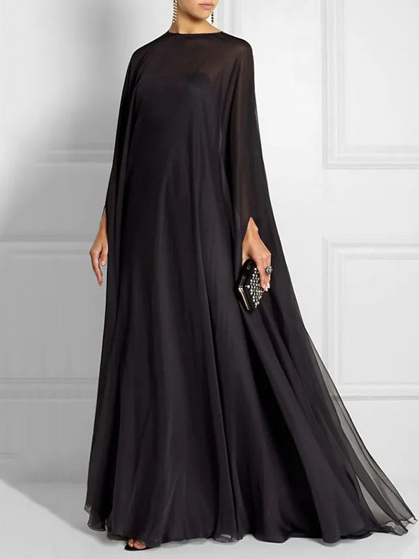 Einfaches zweiteiliges klassisches Unterkleid + durchsichtiges Maxikleid mit Umhang außen 
