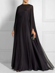 Einfaches zweiteiliges klassisches Unterkleid + durchsichtiges Maxikleid mit Umhang außen 