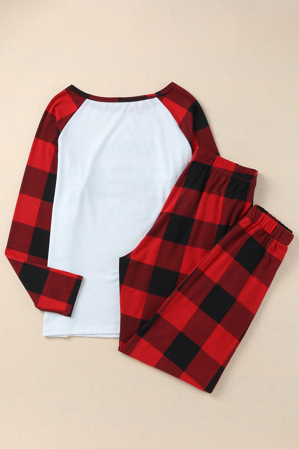 Fiery Red Plaid Merry Christmas Graphic Loungewear Set