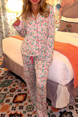 Multicolour Floral Christmas Pajamas Set