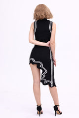 Wavy Hem Knitted Sleeveless Dress