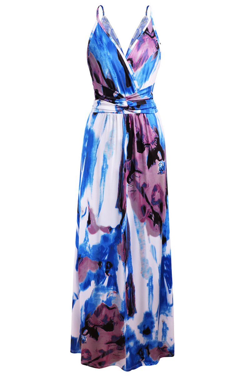 V Neck Women Trendy Bohemian Maxi Dress