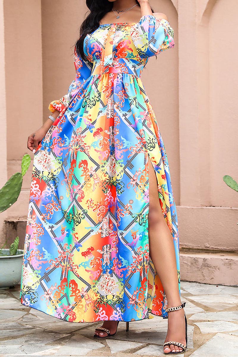 Stilvolles Maxikleid mit PolkaDots-Print und V-Ausschnitt aus Spitze