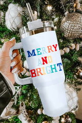 Weißer bunter MERRY AND BRIGHT Edelstahl-Vakuumbecher 40oz