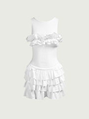 Sexy rückenfreies Minikleid aus Netzstoff mit Patchwork