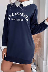 Sweatshirtkleid mit Revers und Patchwork