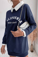 Sweatshirtkleid mit Revers und Patchwork