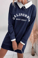 Sweatshirtkleid mit Revers und Patchwork