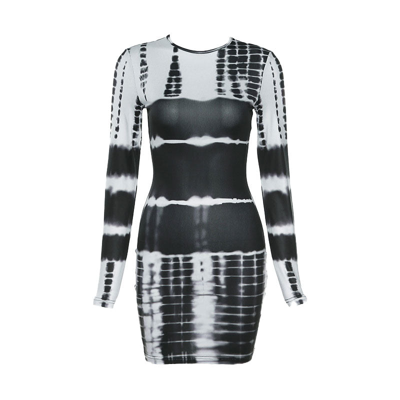 Langärmliges, modernes Maxikleid mit Camouflage-Print - Grün