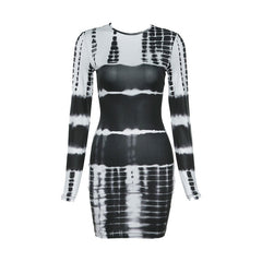Langärmliges, modernes Maxikleid mit Camouflage-Print - Grün