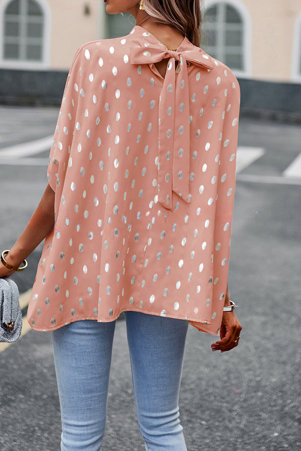 Eliana Polka Dot Print Dolman Sleeve Loose Blouse