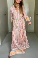 Floral Print Pullover Long Sleeved Maxi Dress