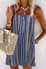 Casual Multicolor Striped Sphagetti Mini Dress