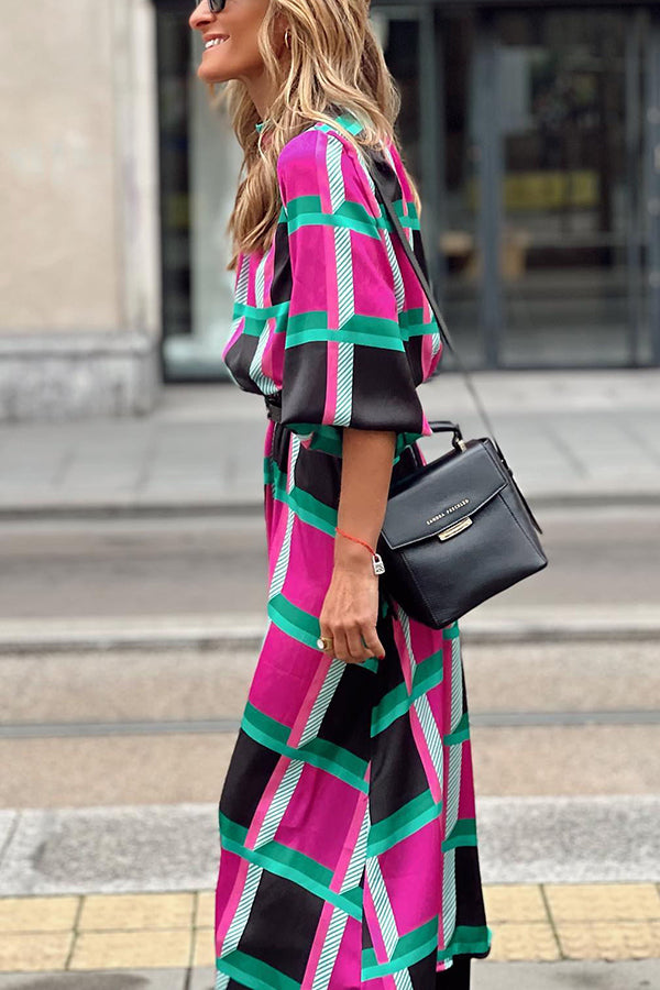 Same Situation Colorblock Printed Midi Dress