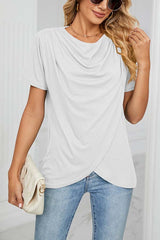 Something Casual Cowl Neck Wrap T-shirt