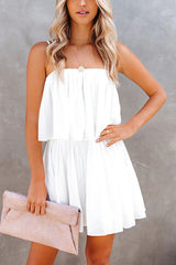 Hopeless Romantic Pleated Adjustable Strap Elastic Waist Romper