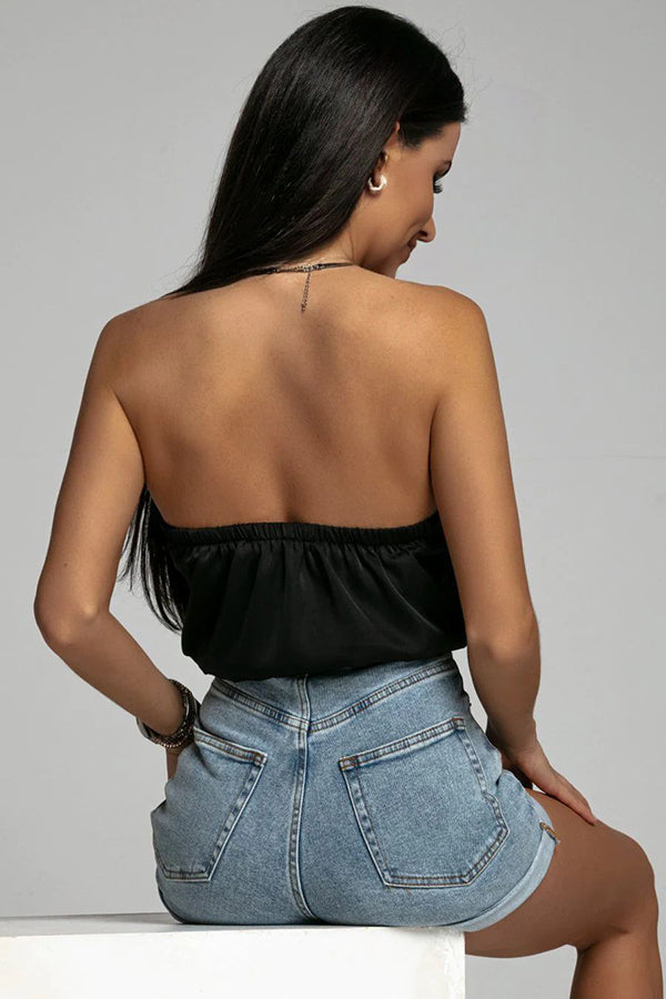 Wished for More Halter Neck Satin Top