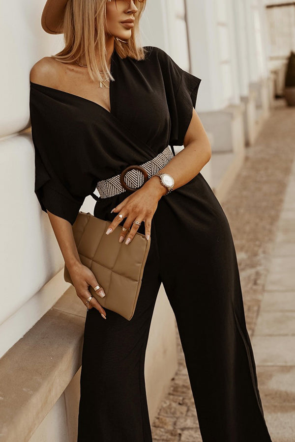 Daytime Diva Belted Wrap Relaxed Jumpsuit