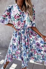 Forevermore Floral Irregular  Midi Dress