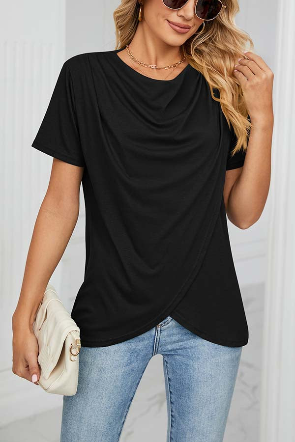 Something Casual Cowl Neck Wrap T-shirt