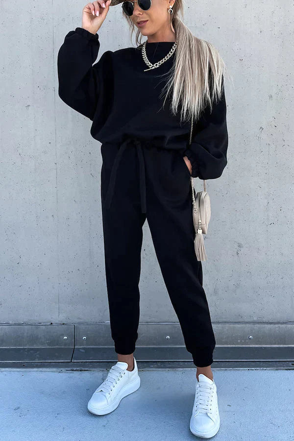 Worth It Sporty Style Solid Color Pants Suit