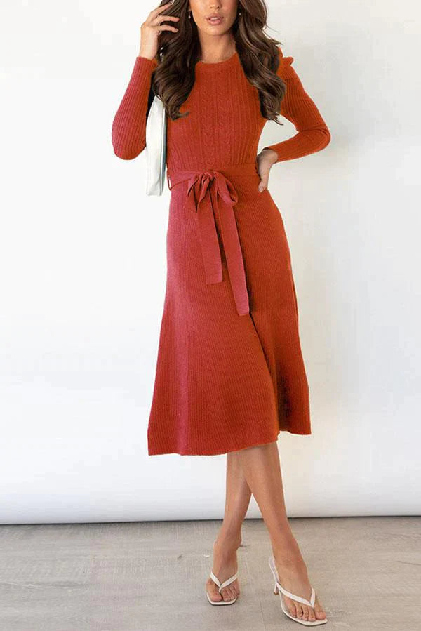 Bubble Long-sleeved Knitted Mid-length Dress