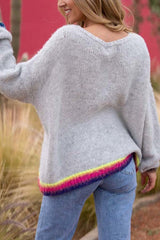 Love and Peace Knit Rainbow Pattern Loose Pullover Sweater